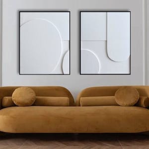 Modern 3D Textured Wall Art: White Graphic Abstract Painting