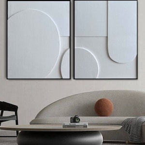 Modern 3D Textured Wall Art: White Graphic Abstract Painting