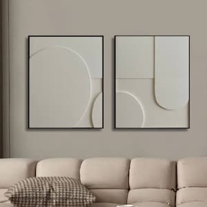 Modern 3D Textured Wall Art: White Graphic Abstract Painting