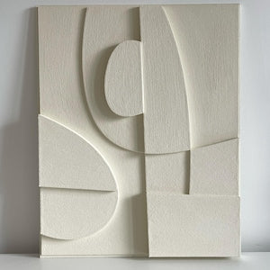 Textured and minimalist graphic wall piece. Modern monochromatic shapes. Minimalist style decor. Art sculpture.