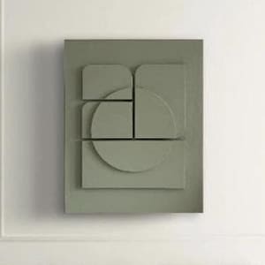 Textured and minimalist graphic wall piece. Modern monochromatic shapes. Minimalist style decor. Art sculpture.