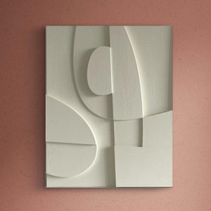 Textured and minimalist graphic wall piece. Modern monochromatic shapes. Minimalist style decor. Art sculpture.