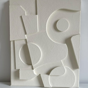 Textured and minimalist graphic wall piece. Modern monochromatic shapes. Minimalist style decor. Art sculpture.