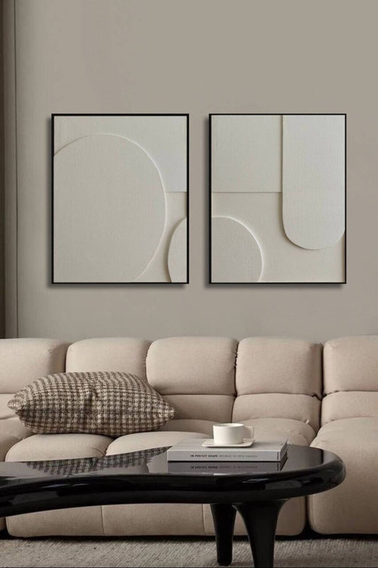 Modern 3D Textured Wall Art: White Graphic Abstract Painting