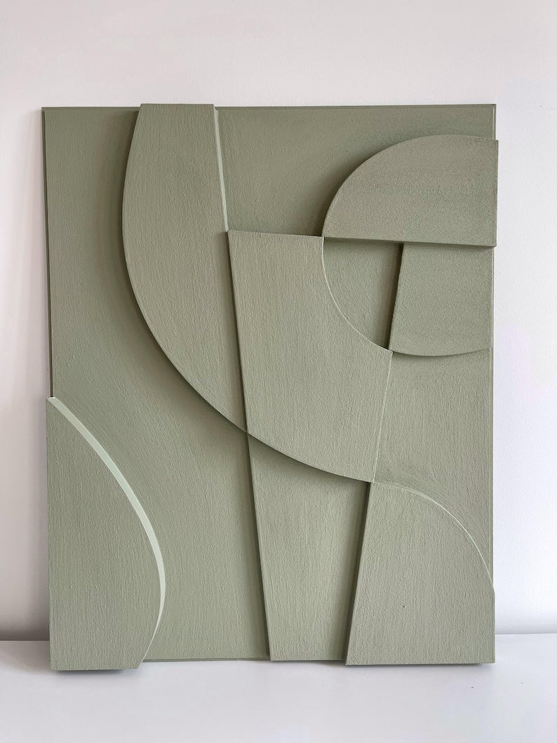 Textured and minimalist graphic wall piece. Modern monochromatic shapes. Minimalist style decor. Art sculpture.