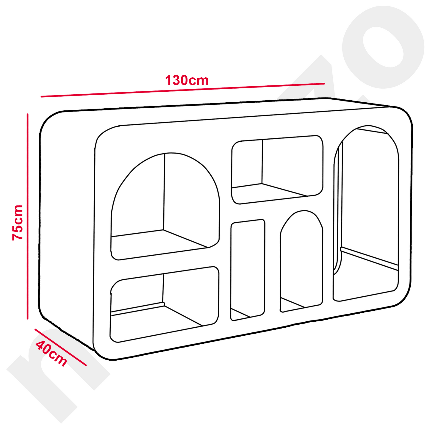 Buffet Navalor L130cm design arches style troglodyte Blanc